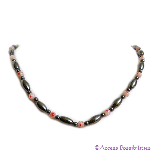 Pink Millefiori Magnetite Magnetic Necklace | Magnetite Jewelry | Access Possibilities