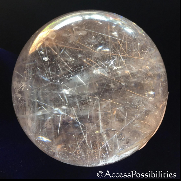 Rutilated Quartz Spheres From Brazil With Sphere Stand | Healing Crystals | Access Possibilities