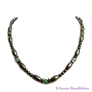 Aventurine Hex And Rice Magnetite Magnetic Necklace | Handcrafted Magnetite Jewelry | Access Possibilities