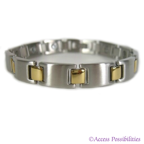 Tennis Two-Tone Stainless Steel Magnetic Bracelet | Magnetic Link Jewelry | Access Possibilities