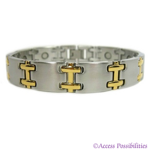Two-Tone H Stainless Steel Magnetic Bracelet | Magnetic Link Jewelry | Access Possibilities