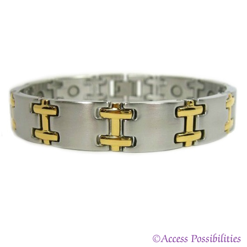 Two-Tone H Stainless Steel Magnetic Bracelet | Magnetic Link Jewelry | Access Possibilities