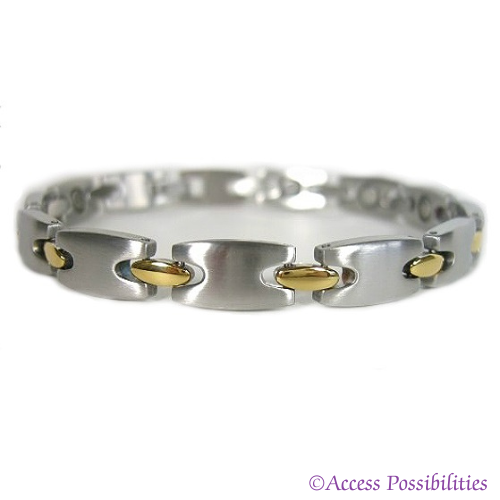 Golfer Two-Tone Stainless Steel Magnetic Bracelet | Magnetic Link Jewelry | Access Possibilities