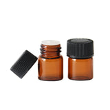 1/4 Dram (1 ml) Amber Glass Vials with Orifice Reducer and Black Cap