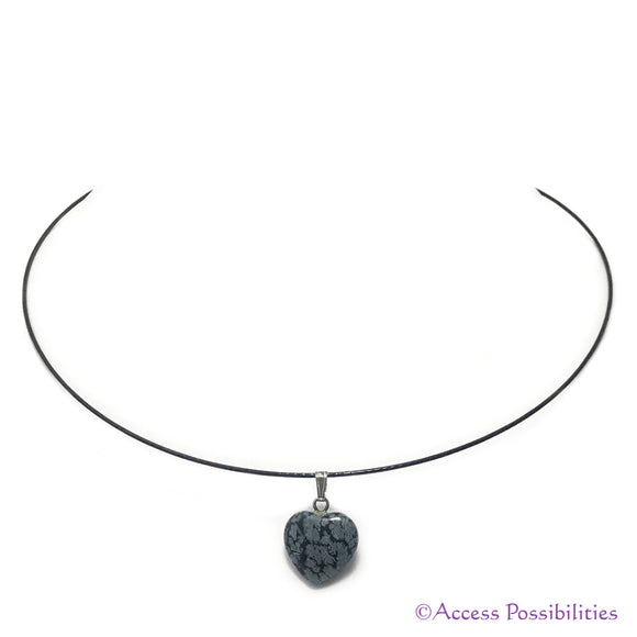 Snowflake Obsidian Gemstone Heart Pendant Necklace | Gemstone Jewelry | Access Possibilities