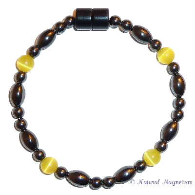 Yellow Cat Eye And Rice Magnetite Magnetic Bracelet