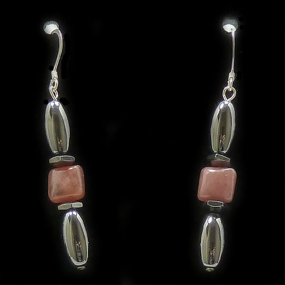 Rhodochrosite Hex And Rice Magnetite Magnetic Earrings | Access Possibilities