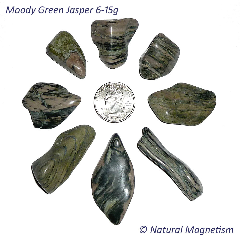 Moody Green Jasper Tumbled Stones From Arizona AKA Zebra Jasper