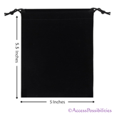 Large Black Velvet Drawstring Pouch - 5" x 5.5" with Measurements | Velvet Drawstring Bags Sold Individually | Access Possibilities
