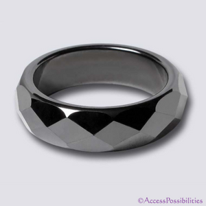 6mm Faceted Magnetized Hematite Magnetic Ring | Magnetic Therapy Jewelry | Access Possibilities