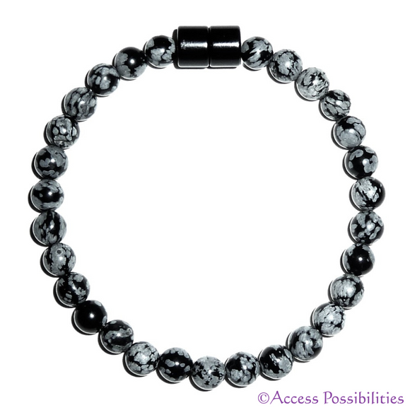 6mm Snowflake Obsidian Gemstone Bracelet | Gemstone Jewelry | Access Possibilities