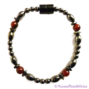 Agate Hex And Rice Magnetite Magnetic Anklet | Handcrafted Magnetite Jewelry | Access Possibilities