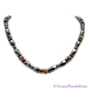 Leopard Skin Jasper Disc And Twist Magnetite Magnetic Necklace | Magnetite Jewelry | Access Possibilities
