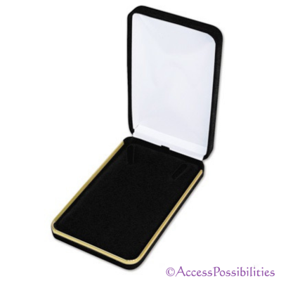 Black Velvet Necklace Box With Gold Trim | For Gift Giving Storage & Protection | Access Possibilities