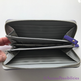 Ladies Purple Essential Oil Zip Around Leather Wallet |  Interior View | Access Possibilities