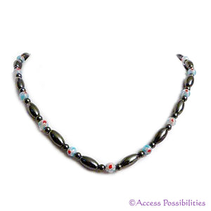Light Blue Millefiori Magnetite Magnetic Necklace | Magnetite Jewelry | Access Possibilities