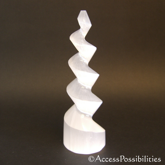 Selenite Polished Spiral Towers | Medium Base | Natural Lighting | Polished Healing Crystals | Access Possibilities
