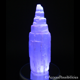 Selenite Raw Crystal Step Tower | Displayed on LED Light Base | Healing Crystals | Crystal Therapy | Access Possibilities