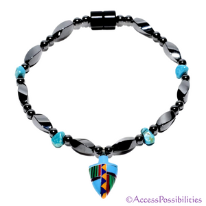 Arrowhead Turquoise Magnetite Magnetic Anklet | Handcrafted Magnetite Jewelry | Access Possibilities