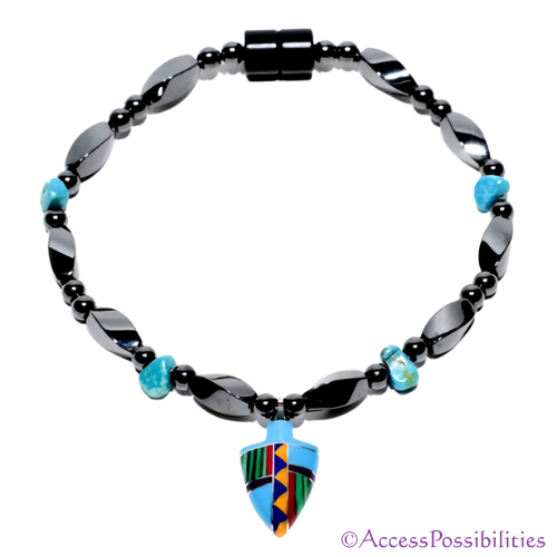 Arrowhead Turquoise Magnetite Magnetic Anklet | Handcrafted Magnetite Jewelry | Access Possibilities