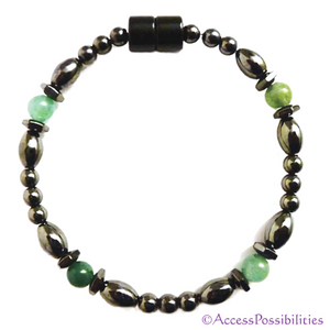 Aventurine Hex And Rice Magnetite Magnetic Bracelet | Handcrafted Magnetite Jewelry | Access Possibilities