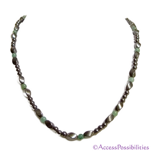 Aventurine Small Twist and Round Magnetite Magnetic Necklace | Handcrafted Magnetite Jewelry | Access Possibilities