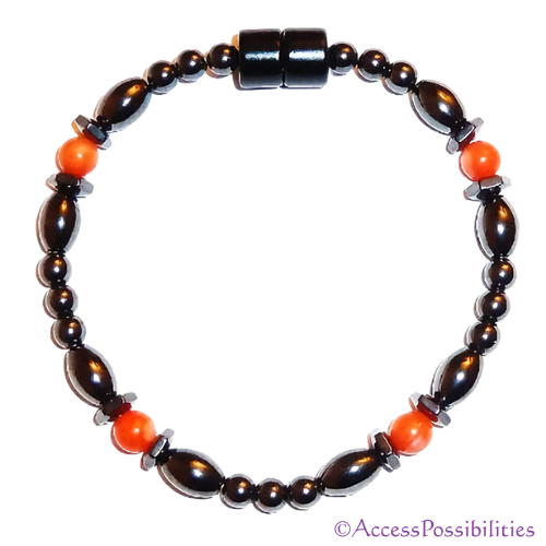 Bamboo Coral Hex And Rice Magnetite Magnetic Anklet | Handcrafted Magnetite Jewelry | Access Possibilities