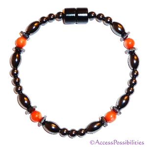 Bamboo Coral Hex And Rice Magnetite Magnetic Bracelet | Handcrafted Magnetite Jewelry | Access Possibilities