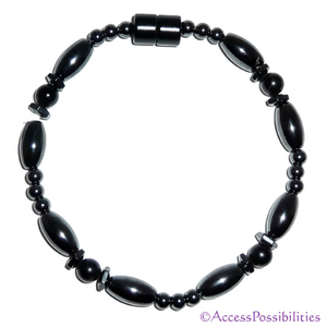 Black Onyx Hex And Rice Magnetite Magnetic Anklet | Handcrafted Magnetite Jewelry | Access Possibilities