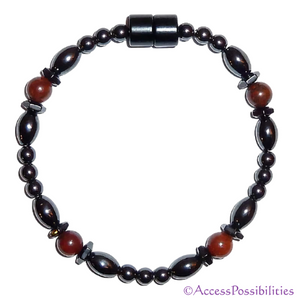 Brecciated Jasper Hex And Rice Magnetite Magnetic Anklet | Handcrafted Magnetite Jewelry | Access Possibilities