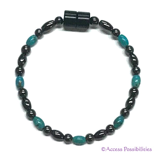 Turquoise Baby Rice And Round Magnetite Magnetic Bracelet | Magnetite Jewelry | Access Possibilities