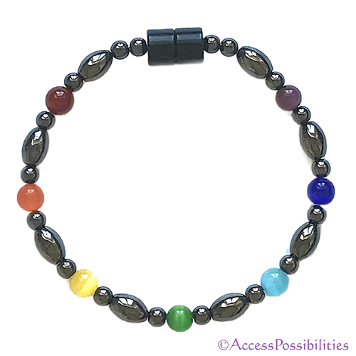 Chakra Cat Eye Magnetite Magnetic Anklet | Handcrafted Magnetite Jewelry | Access Possibilities