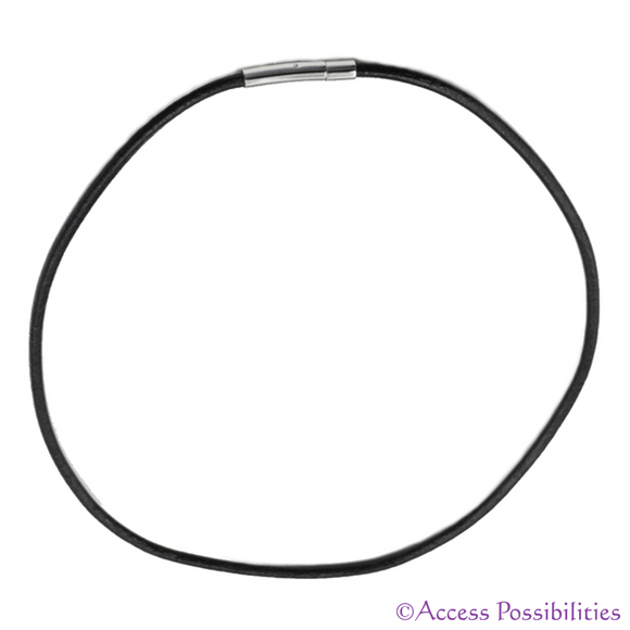 Black Leather Necklace Choker with Silver Push Clasp | Access Possibilities