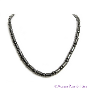 Cylinder And Round Magnetite Magnetic Necklace | Handcrafted Magnetite Jewelry | Access Possibilities