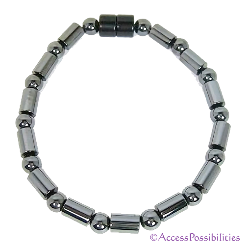 Cylinder And Round Magnetite Magnetic Anklet | Handcrafted Magnetite Jewelry | Access Possibilities