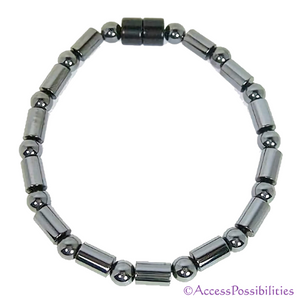 Cylinder And Round Magnetite Magnetic Bracelet | Handcrafted Magnetite Jewelry | Access Possibilities