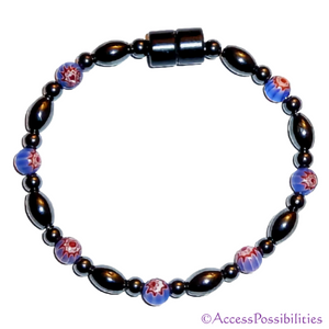 Dark Blue Millefiori Magnetite Magnetic Anklet | Handcrafted Magnetite Jewelry | Access Possibilities