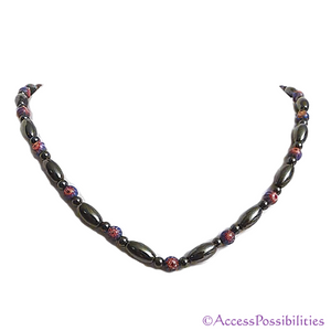 Dark Blue Millefiori Magnetite Magnetic Necklace | Handcrafted Magnetite Jewelry | Access Possibilities