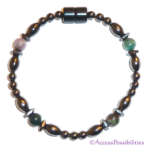 Fancy Jasper Hex And Rice Magnetite Magnetic Anklet | Handcrafted Magnetite Jewelry | Access Possibilities