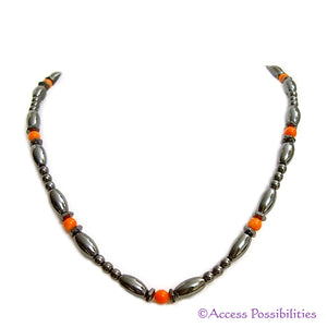 Bamboo Coral Hex And Rice Magnetite Magnetic Necklace | Handcrafted Magnetite Jewelry | Access Possibilities