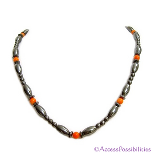 Bamboo Coral Hex And Rice Magnetite Magnetic Necklace | Handcrafted Magnetite Jewelry | Access Possibilities