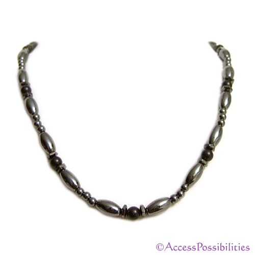 Black Onyx Hex And Rice Magnetite Magnetic Necklace | Handcrafted Magnetite Jewelry | Access Possibilities