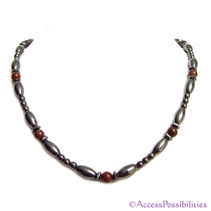 Brecciated Jasper Hex And Rice Magnetite Magnetic Necklace | Handcrafted Magnetite Jewelry | Access Possibilities