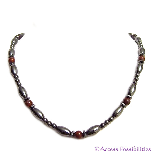 Brecciated Jasper Hex And Rice Magnetite Magnetic Necklace | Handcrafted Magnetite Jewelry | Access Possibilities