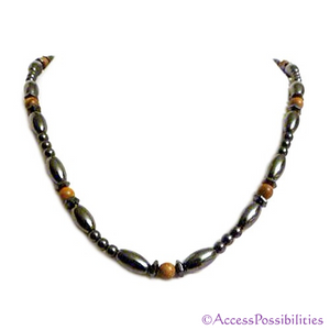 Brown Jasper Hex And Rice Magnetite Magnetic Necklace | Handcrafted Magnetite Jewelry | Access Possibilities