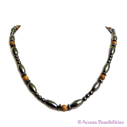 Brown Jasper Hex And Rice Magnetite Magnetic Necklace | Handcrafted Magnetite Jewelry | Access Possibilities