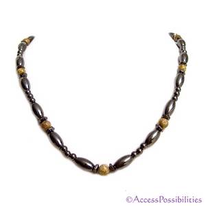 Picture Jasper Hex And Rice Magnetite Magnetic Necklace | Handcrafted Magnetite Jewelry | Access Possibilities