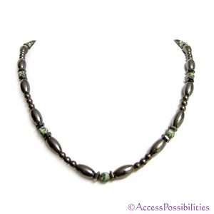 Tree Agate Hex And Rice Magnetite Magnetic Necklace | Handcrafted Magnetite Jewelry | Access Possibilities