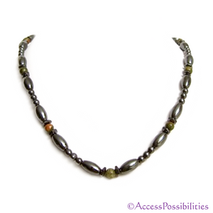 Unakite Hex And Rice Magnetite Magnetic Necklace | Handcrafted Magnetite Jewelry | Access Possibilities