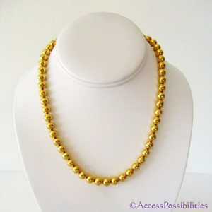Gold 8mm Round Neodymium Necklace | Neodymium Jewelry | Magnet Therapy | Access Possibilities